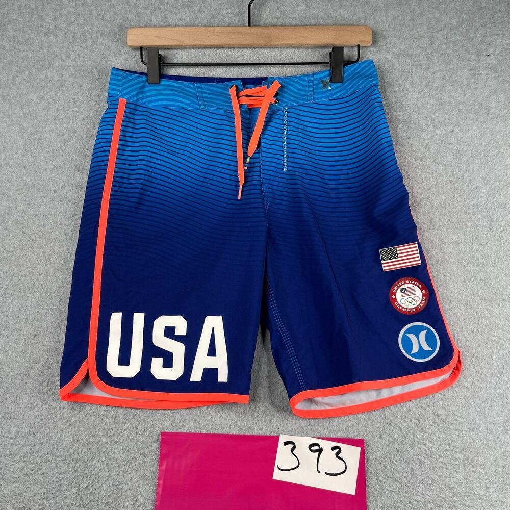 Hurley United States USA Olympic Team Board Shorts Size 28 Blue Swim